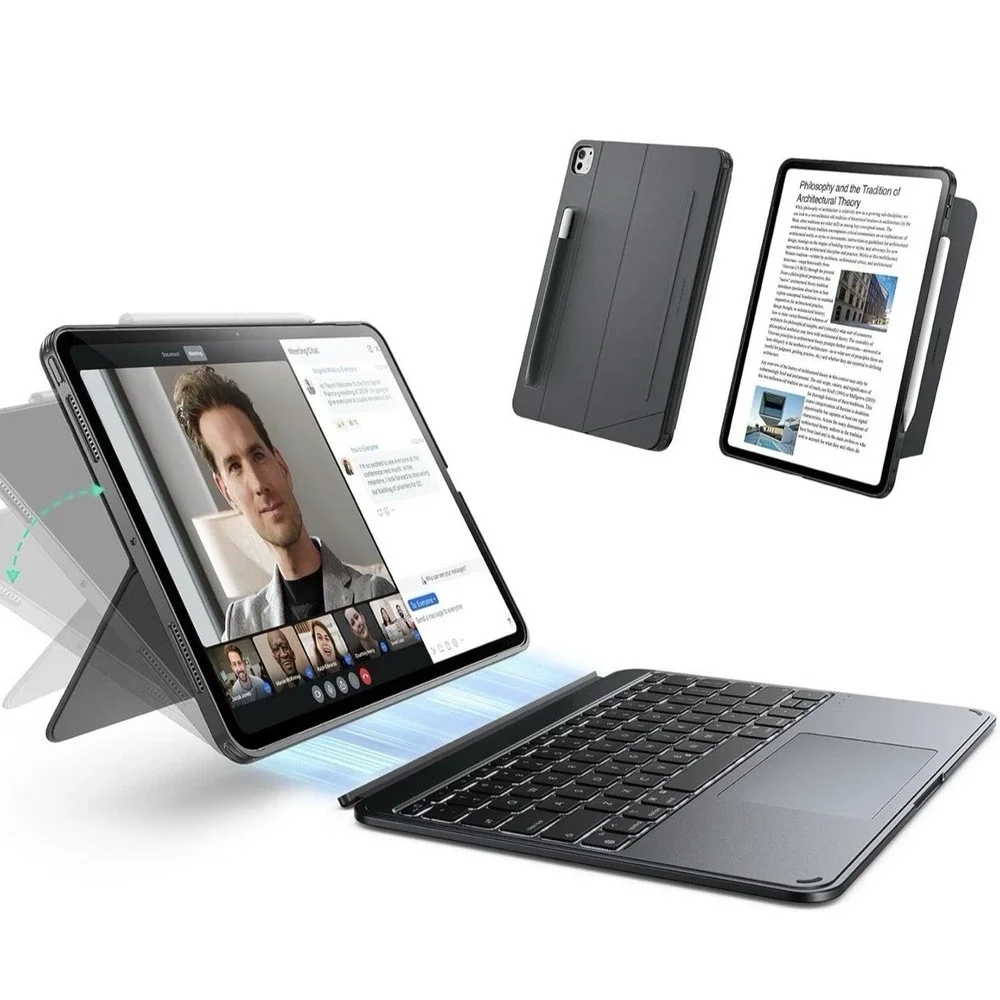 ESR iPad Pro 13 Keyboard Case M4 M5 Magnetic Detachable Trackpad Shift Dark Gray